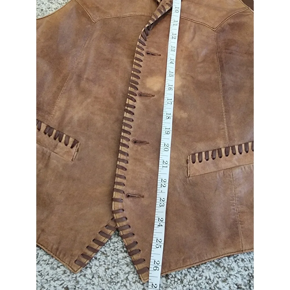 Scully Brown Lambskin Whip Stitch Leather Western Vest. Cowboy Y2K indiesleaze
